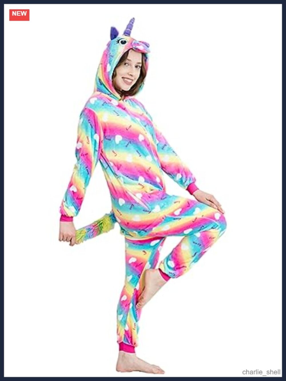 Adult Unicorn Onesie Hooded Flannel Pajama Cosplay Costume Sleepwear